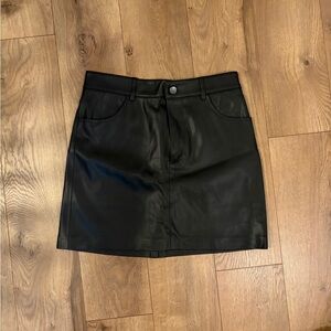 Mango Black Faux Leather Mini Skirt